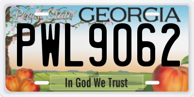 GA license plate PWL9062