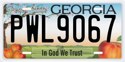 GA license plate PWL9067