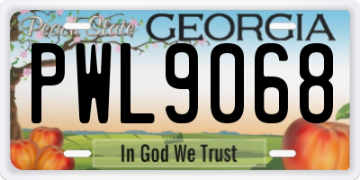 GA license plate PWL9068