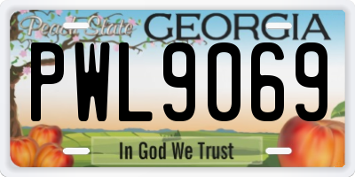 GA license plate PWL9069