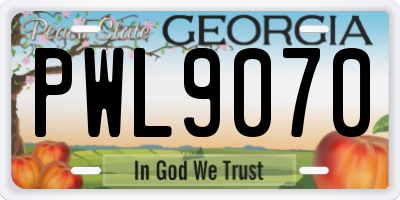 GA license plate PWL9070