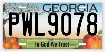 GA license plate PWL9078
