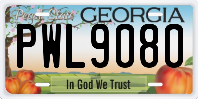 GA license plate PWL9080