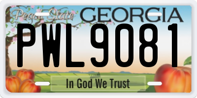 GA license plate PWL9081