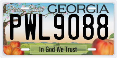 GA license plate PWL9088