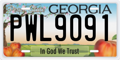 GA license plate PWL9091
