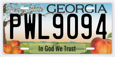 GA license plate PWL9094