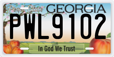 GA license plate PWL9102