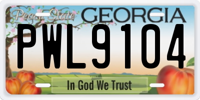 GA license plate PWL9104