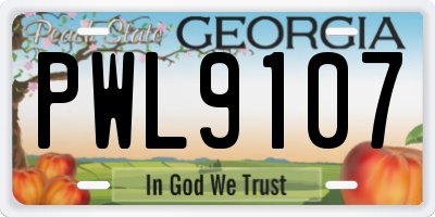 GA license plate PWL9107