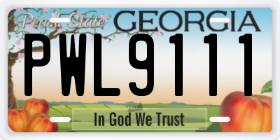 GA license plate PWL9111