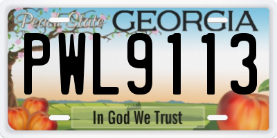 GA license plate PWL9113