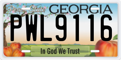 GA license plate PWL9116