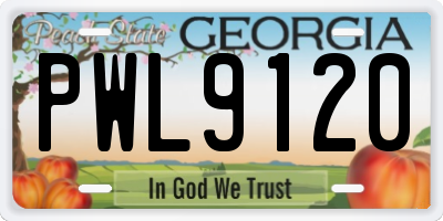GA license plate PWL9120