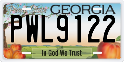 GA license plate PWL9122