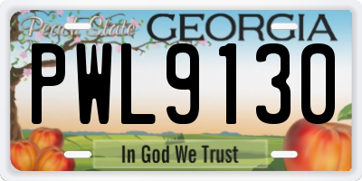 GA license plate PWL9130