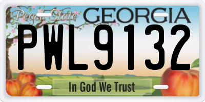 GA license plate PWL9132