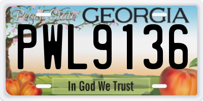GA license plate PWL9136