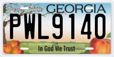 GA license plate PWL9140