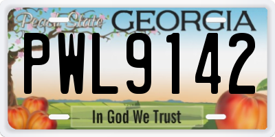 GA license plate PWL9142