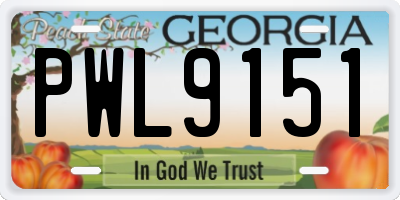 GA license plate PWL9151