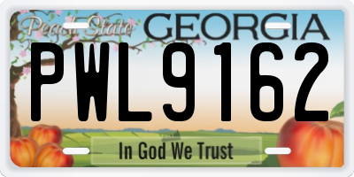 GA license plate PWL9162