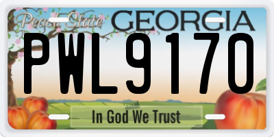 GA license plate PWL9170