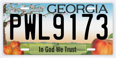 GA license plate PWL9173