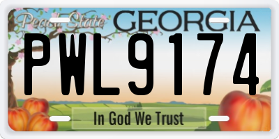 GA license plate PWL9174