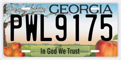 GA license plate PWL9175