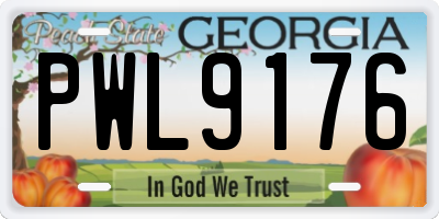 GA license plate PWL9176