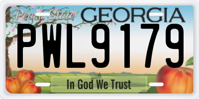 GA license plate PWL9179