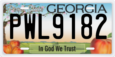 GA license plate PWL9182