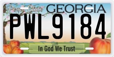 GA license plate PWL9184