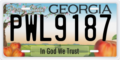 GA license plate PWL9187