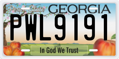 GA license plate PWL9191