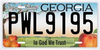 GA license plate PWL9195