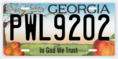 GA license plate PWL9202