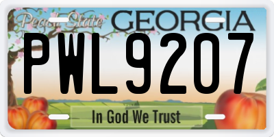 GA license plate PWL9207