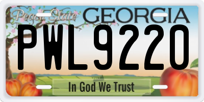 GA license plate PWL9220