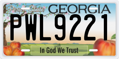 GA license plate PWL9221