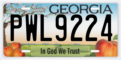 GA license plate PWL9224