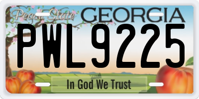 GA license plate PWL9225