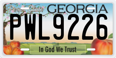 GA license plate PWL9226