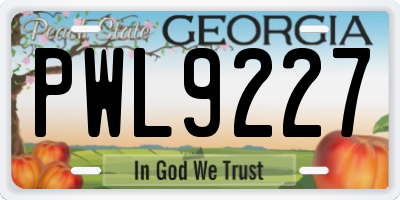 GA license plate PWL9227