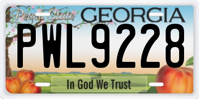 GA license plate PWL9228