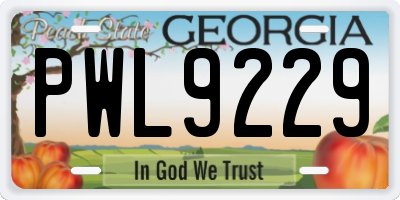 GA license plate PWL9229