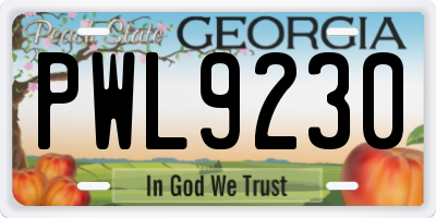 GA license plate PWL9230