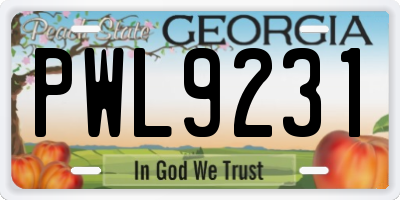 GA license plate PWL9231