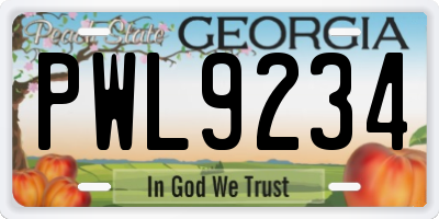 GA license plate PWL9234